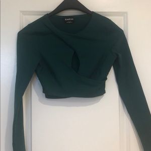 Bebe forest green crop top